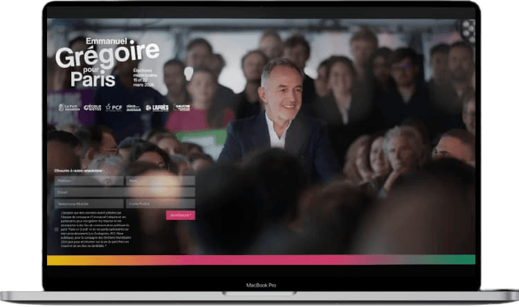 Le site Paris en Grand de la campagne d'Emmanuel Grégoire, sur un ordinateur portable