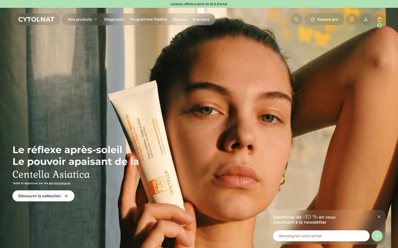 Page d'accueil de la boutique Cytolnat, développée en Shopify headless par LOBBI