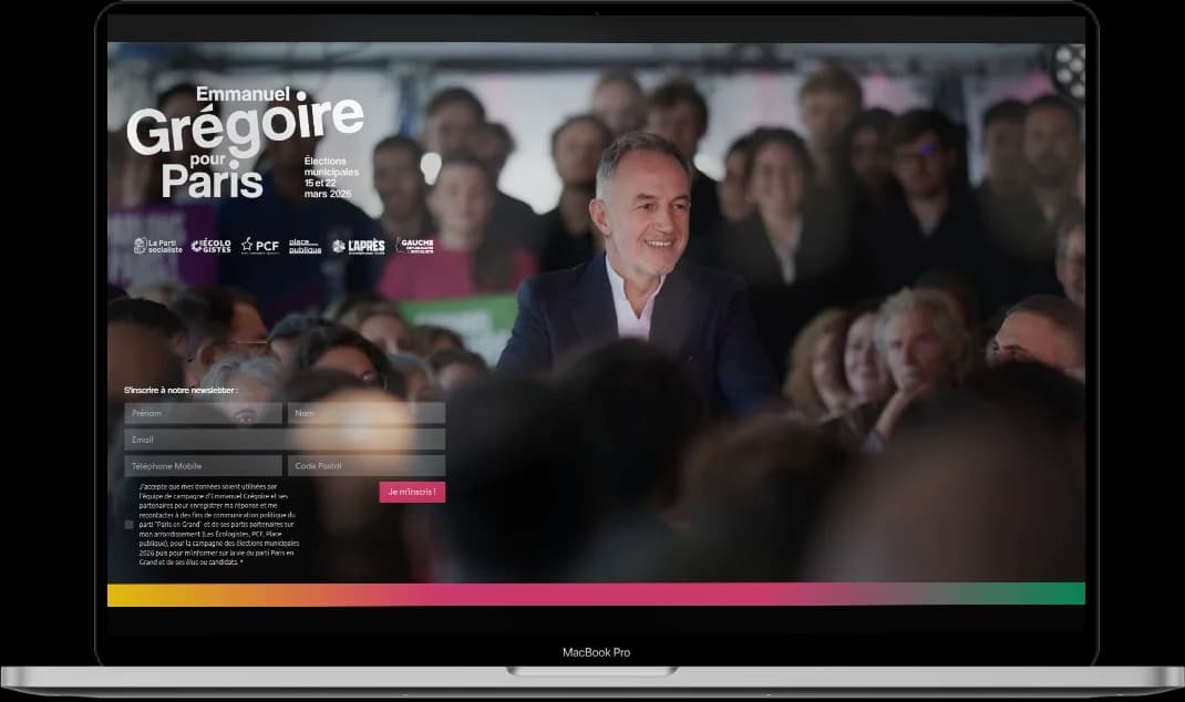 Site de campagne Paris en Grand d'Emmanuel Grégoire, réalisé par LOBBI